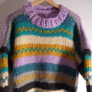 Tov Holly Chunky Oversized 3/4 Sleeve Multi Color Womens 44/10